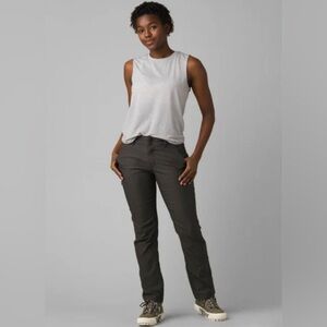 PrAna Alana Nylon Pants Charcoal Grey Sz 10 Outdoor Hiking Roll Up Leg Sporty